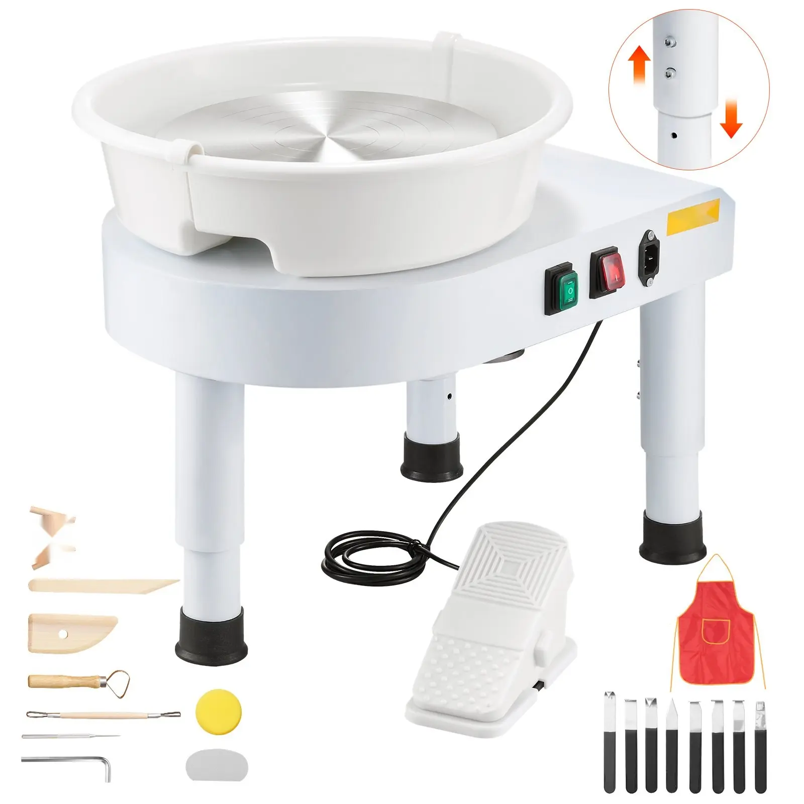 11-Inch Ceramic Pottery Wheel Machine with Adjustable Speed 60-300 RPM, White, Studio-Grade Wheel for Beginners to Professionals, Quiet Belt-Drive Tabletop Design, Stable Cast-Iron Base, Ideal for Clay Projects