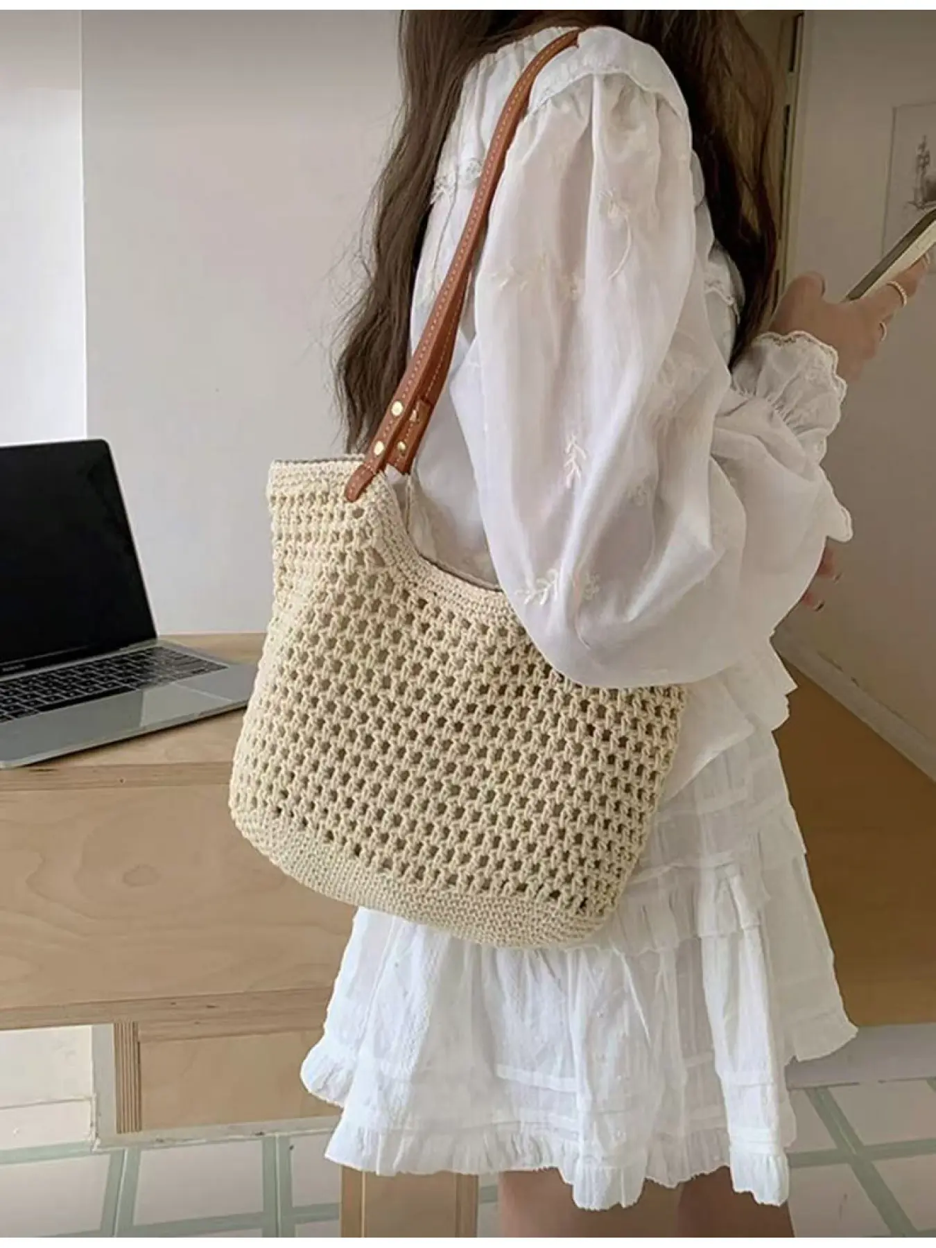 Women New Fashion Multi-functional Shoulder Beach Bag Straw Weave Handbag Woven Bag Suitable for Summer Vacation and Commuting Casual Handbags
