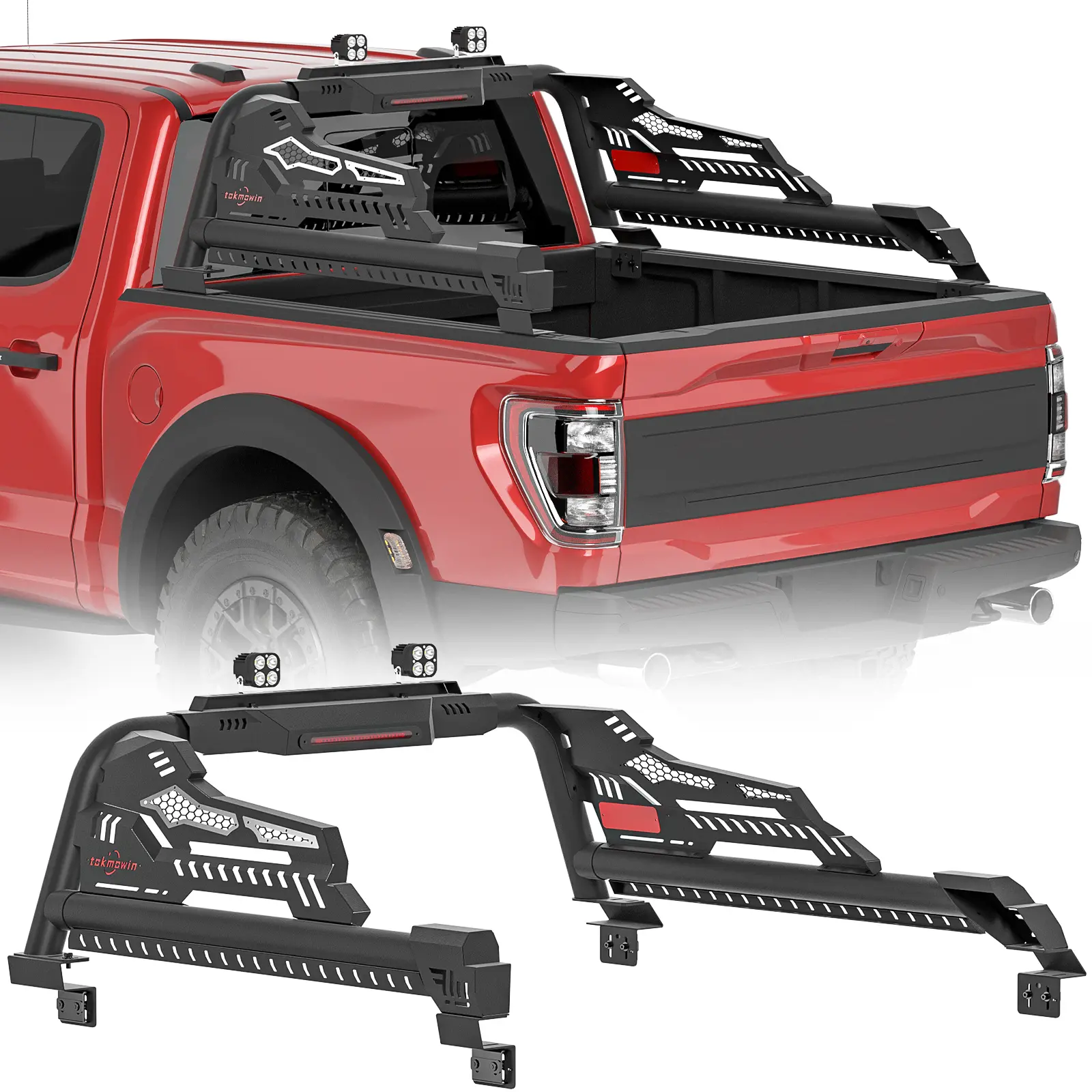 Universal Truck Bed Roll Bar for Mid-Size & Full-Size Trucks, Steel Chase Rack Sport Bar for Ford F-150, for Chevy Silverado & GMC Serria 1500, Colorado & Canyon, for Tacoma Tundra, Gladiator,car accessories