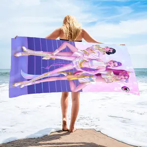 Comfortable Quick-Dry Beach Towel, Kpop Demon Hunters Theme, Digital Print, Ideal for Beach Pool Living Room Camping, Perfect Gift