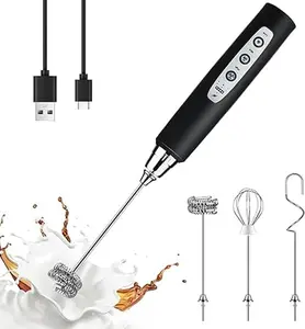 Baby Blue Handheld Milk Frother Wand for Coffee, Rechargeable Electric Whisk with 3 Heads 3 Speeds Drink Mixer Coffee Frother For Latte, Cappuccino, Hot Chocolate, Egg