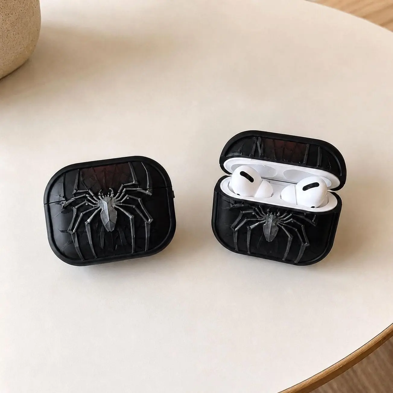 Gothic Spider AirPods Case, Black Retro Web TPU Cover, Protective AirPods 1-4 Pro