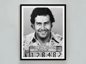 Pablo Escobar Mugshot Poster, Black And White, Pablo Escobar Print, Celebrity Mugshot, Pablo Escobar poster, Vintage Wall Art, Mugshot Print