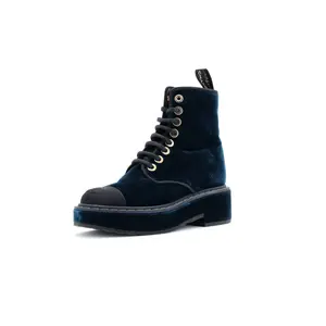 Pre-owned Chanel Women's Cap Toe CC Combat Boots Velvet by Rebag