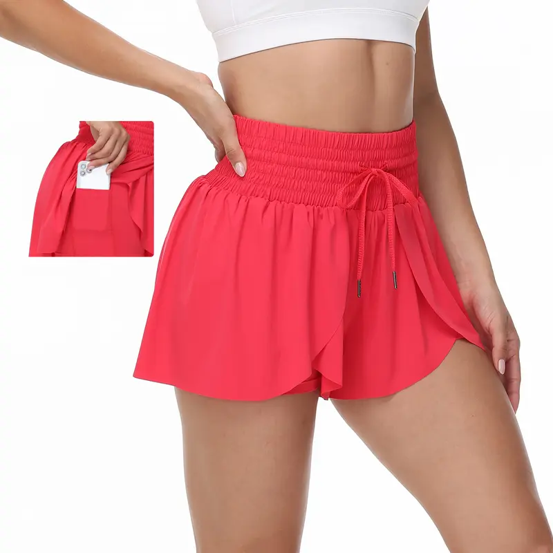 Flowy Athletic Gym Yoga Workout Running High Waisted Shorts for Women Active Wear Spandex with Pockets Drawstring Biker Bike 2 in 1 Tennis Golf Skirt Cheer Dance Lounge Skort Cute Comfy Teen Girls Trendy Clothes Casual Summer Swim Beach Outfits