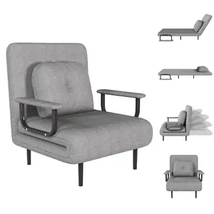 5-in-1 Convertible Sofa Bed with Adjustable Backrest for Small Apartments - Folding Sleeper Chair with Durable Iron Frame & High-Density Sponge - Space Saving Floor Sofa Couch for Living Room Bedroom