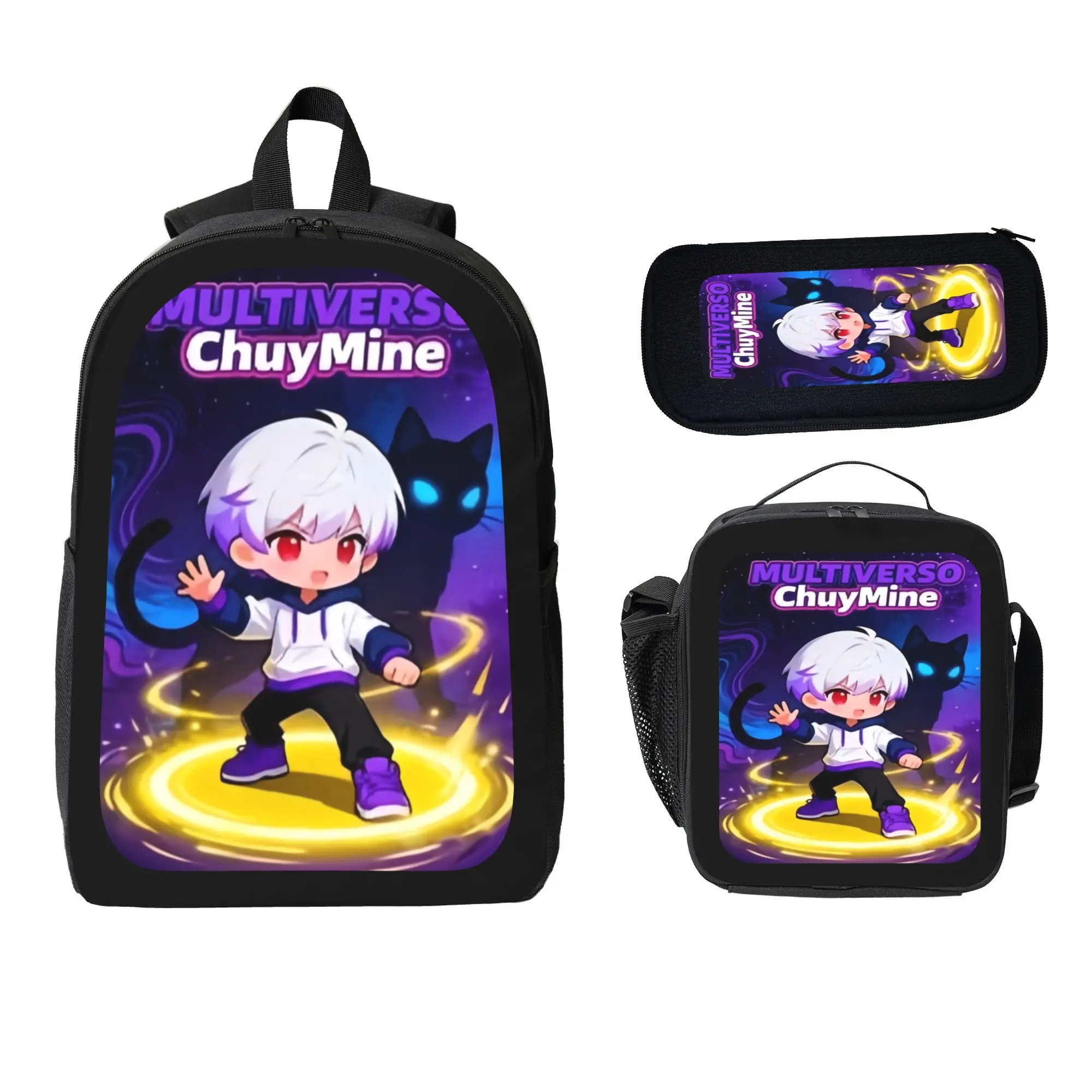 ChuyMine Multiverse Flat Print Multi-Function Student Backpack & Accessories Set - Lightweight Zipper Closure Bags for Everyday, Street Chic, Adjustable Shoulder Strap, Pencil Case, Crossbody Bag, Coin Purse for School Supplies