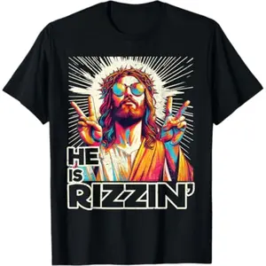 Retro He Is Rizzing Funny Jesus Has Rizzen Easter Christian T Shirt