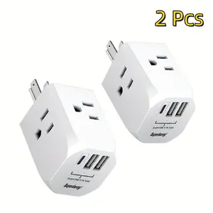 7 In 1 Multi Plug Outlet Extender With 3 USB Ports (1 USB-C) & 4 AC Outlets, 15A/1875W For Home, Office, Dorm & Travel - Ideal For Charging Multiple Devices