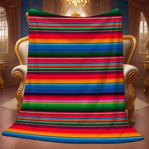 SoftHaven Home Made in USA Mexican Serape Pattern Fleece Blanket, ultra soft touch with exquisite printed design. Perfect festive gifts for Christmas, Valentine’s Day, wedding and birthday. Ideal decorative throw for bedroom, guest room, home party and da