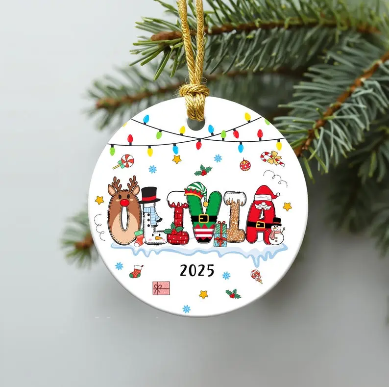 Personalized Letter Name Glass Ornament, Custom Initial Christmas Ornament 2026, Family Christmas Keepsake, Monogram Holiday Ornament, Personalized Christmas Tree Decoration