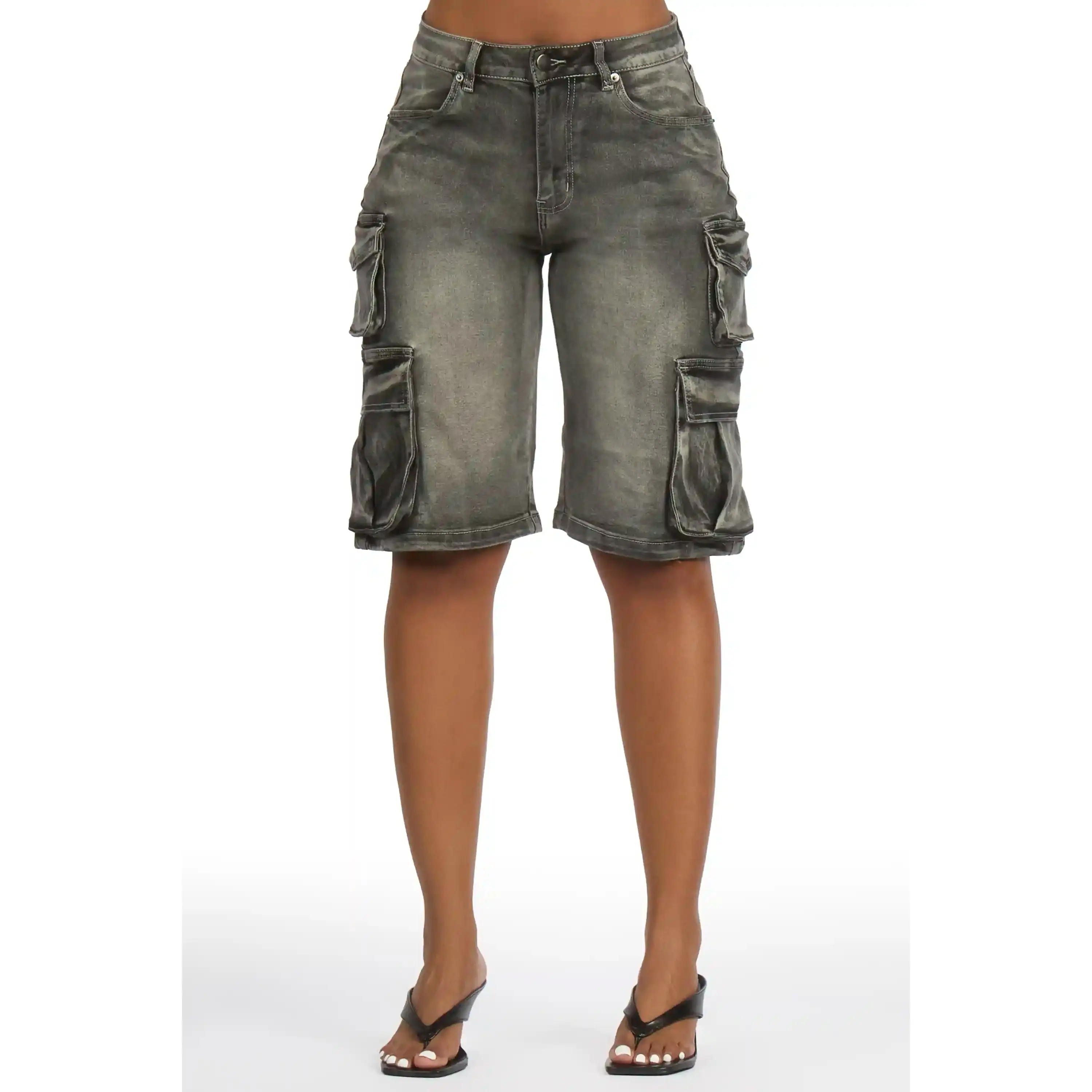LaQuesha Black Cargo Denim Jort