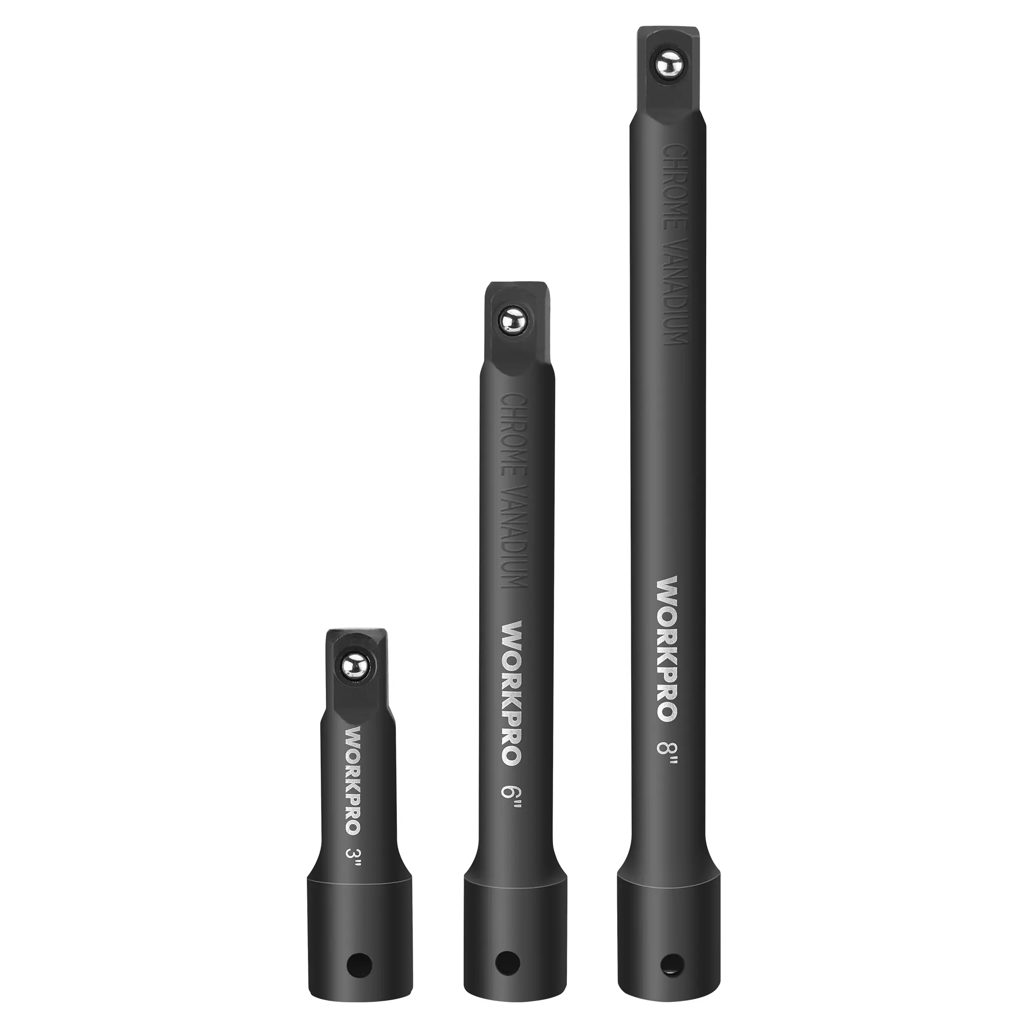 WORKPRO Impact Extension Bar Set, 3 PACKS Socket Extensions, Premium Chrome Vanadium Steel with Black Phosphate Finish