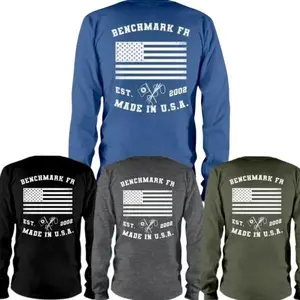 Benchmark Flagship USA Flame Resistant Long Sleeve Tee Men's Graphic Workwear T-Shirt, fire resistant clothing, fr shirts for