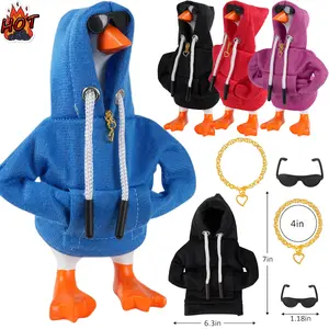 7Inch Desk Goose Outfits Mini Desktop Goose Clothes and Accessories Set Hoodie Sunglasses Necklace for Magnetic Goose Key Holder Home Decor and Housewarming Gift