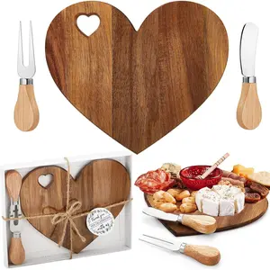Heart-Shaped Cheese Board with Knife, Wooden Mini Charcuterie Board Gift Box, Perfect for Weddings, Birthdays, Valentine's Day