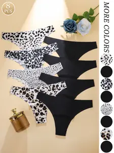 Women's Leopard Print Seamless Triangle Panties, Womenswear, High Stretch Smooth Breathable Comfort, Fitted Natural Waist, All Seasons Yoga Underwear, Seamless Smooth Panty