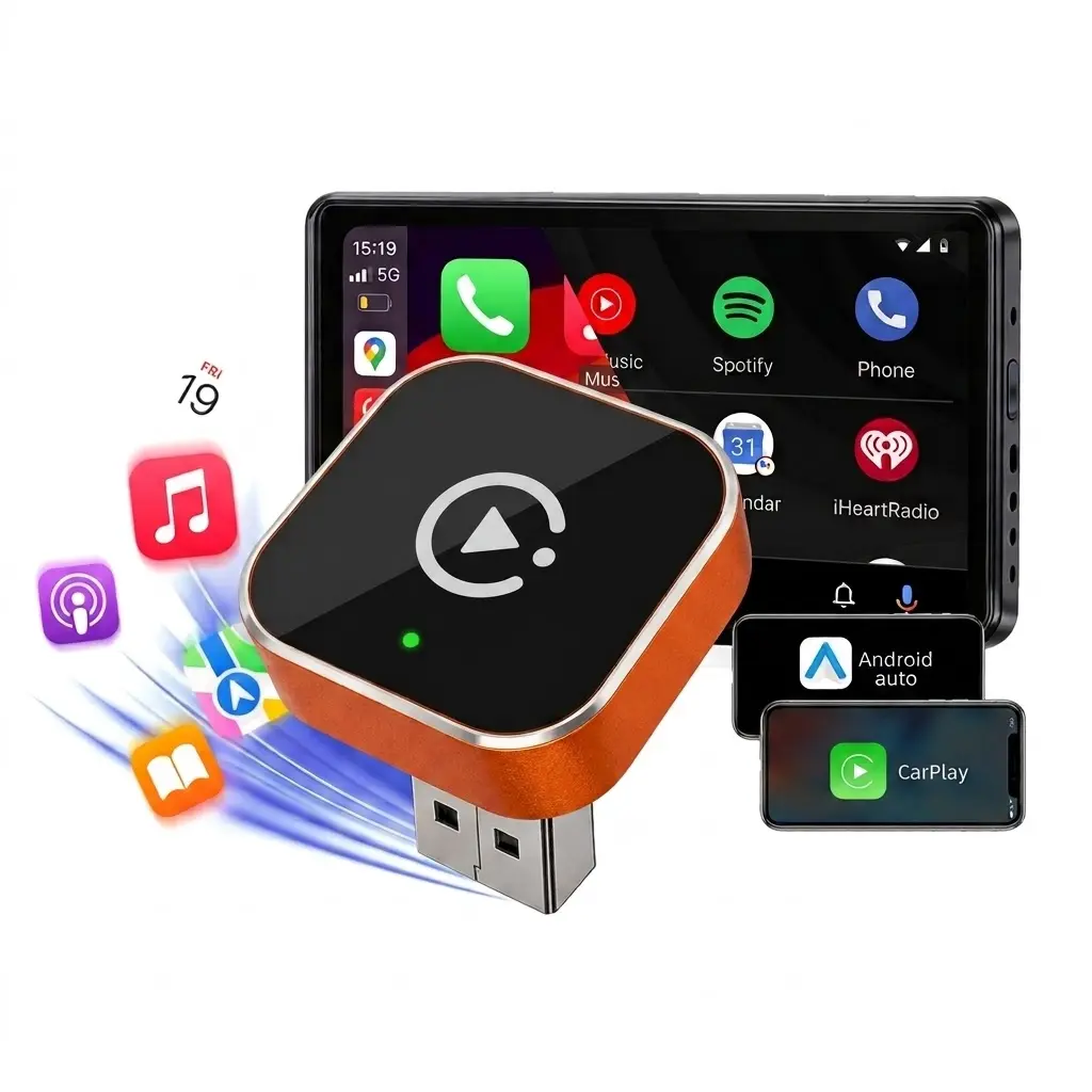 2026 New Upgraded Wireless CarPlay Adapter for iPhone/Android – Mini Size, Dual-Band 2.4G/5G, Bluetooth 5.0, Instant Connection & Hands-Free Calling