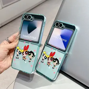 New Cartoon The Powerpuffs Girls phone case is suitable for Samsung Galaxy Zflip 7 Zflip p5 Zflip 6 Z Flip 7 Flip 5 Flip 6 anti drop Shockproof Protective transparent soft back cover Accessories