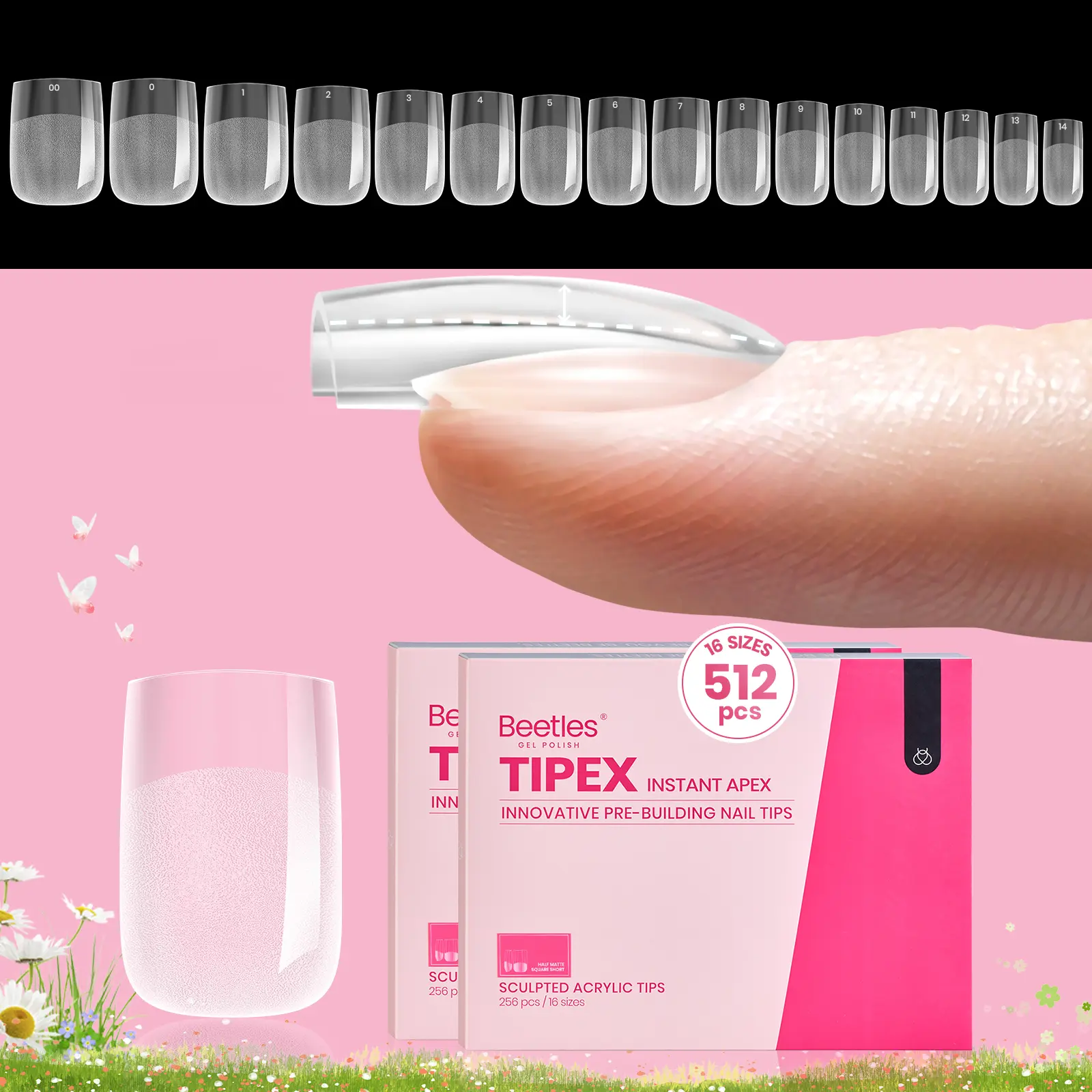 Short Square 16Sizes 512Pcs(Only Tips)