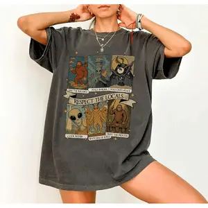 Respect The Locals T-Shirt, Mothman Bigfoot Alien Graphic Tee, American Folklore Inspired Shirt, Mystic Tarot Vibes T-Shirt, Camping Gift Tee