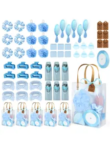 66pcs Spa Wash Gift Set includes headband, headband, comb, makeup mirror, powder puff claw clip gift bag, thank-you card bath ball, suitable for weddings, parties, and company gatherings as a souvenir set