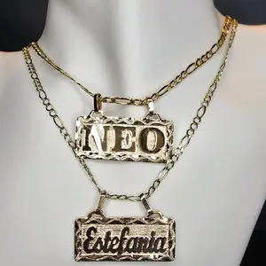 Custom 10K/14K Gold Nameplate Necklace Personalized Name Pendant Without Chain for Unique Jewelry Gift