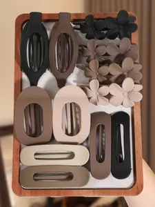 12pcs Duckbill Clip Set, Flower Hair Clip, Strong Hold Non-Slip Design, Matte Finish, Perfect for Thick Hair, Ideal Gift for Women & Girls, Duck Bill Hair Clips