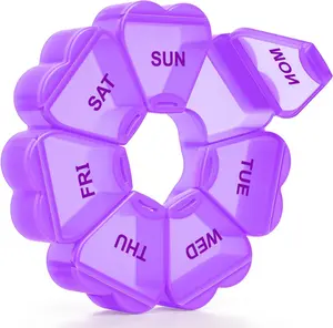 Large Weekly Pill Organizer, Pill Box 7 Day, Daily Vitamin Case Large Capacity Compartments, Pill Containers for Fish Oil Medicine Supplements, White