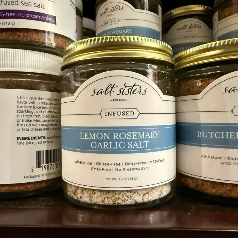 Salt Sisters Lemon Rosemary Garlic Salt - Flavorful Seasoning for Meats Vegetables Soups Salads - Easy to Use & Versatile - 3.3 oz - Dip