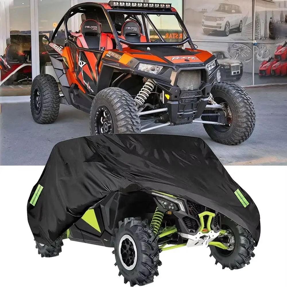 UTV Storage Cover 210D 300T Waterproof Heavy Duty All Weather Protection for Polaris RZR Ranger Can Am Defender Kawasaki Teryx Pioneer 2 Seater 4 Seater Side By Side Accessories