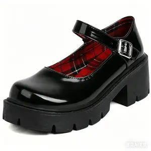 Women's Mary Janes Platform Dress Low Heel Chunky Pumps Round Toe Ankle Strap Pumps Shoes '90s Retro Oxfords Non-tethered for Party Shopping Date Travel Wedding