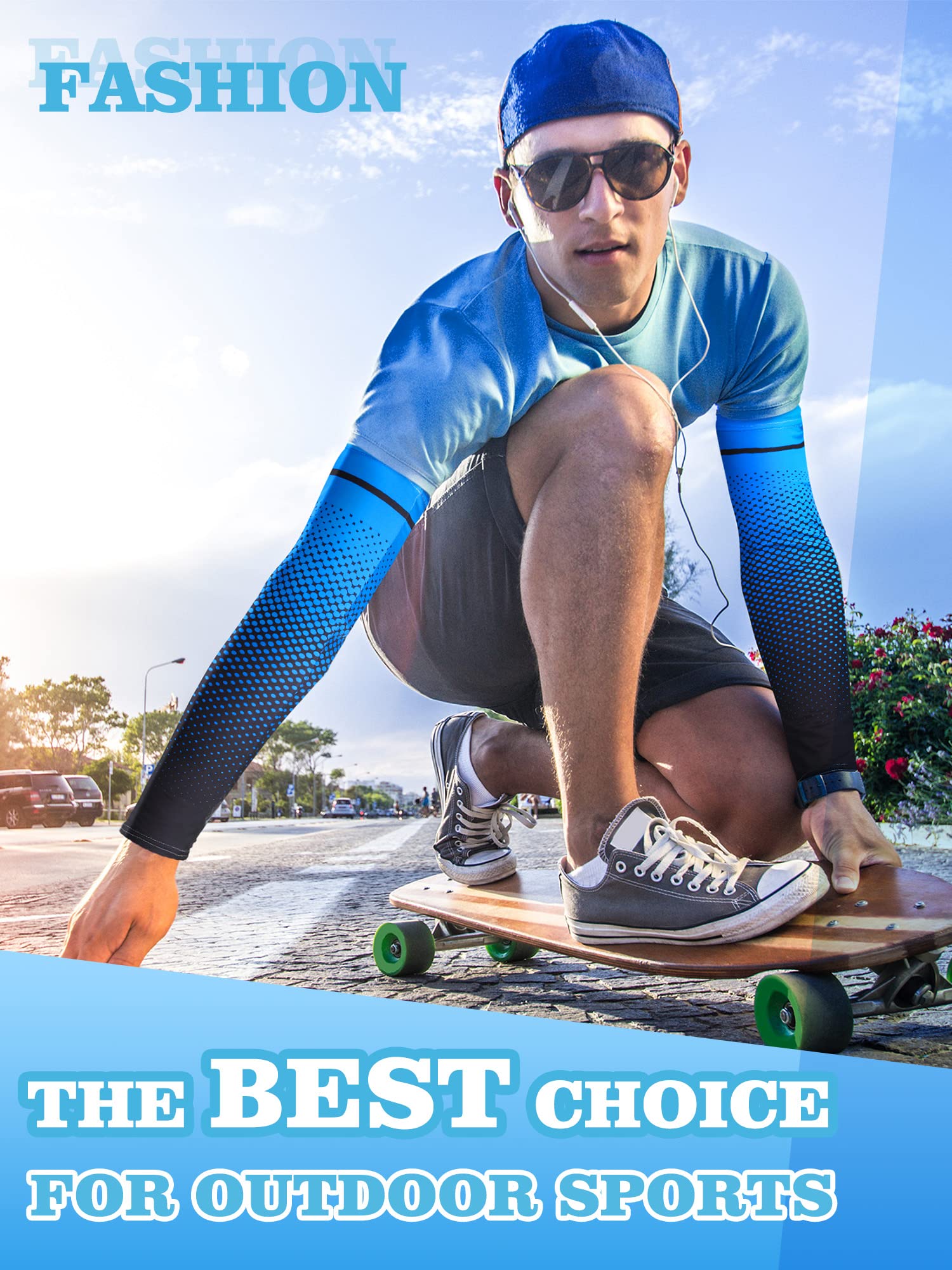 5 Pairs UV Protection Cooling Arm Sleeves for Men & Women UPF 50 Cooling Sports Sleeve Compression Sun Sleeves for Men Women Youth, Tattoo Cover Up