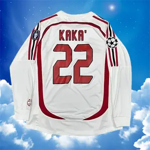 06 07 Away White Kaka 7# Long Sleeve Soccer Jerseys