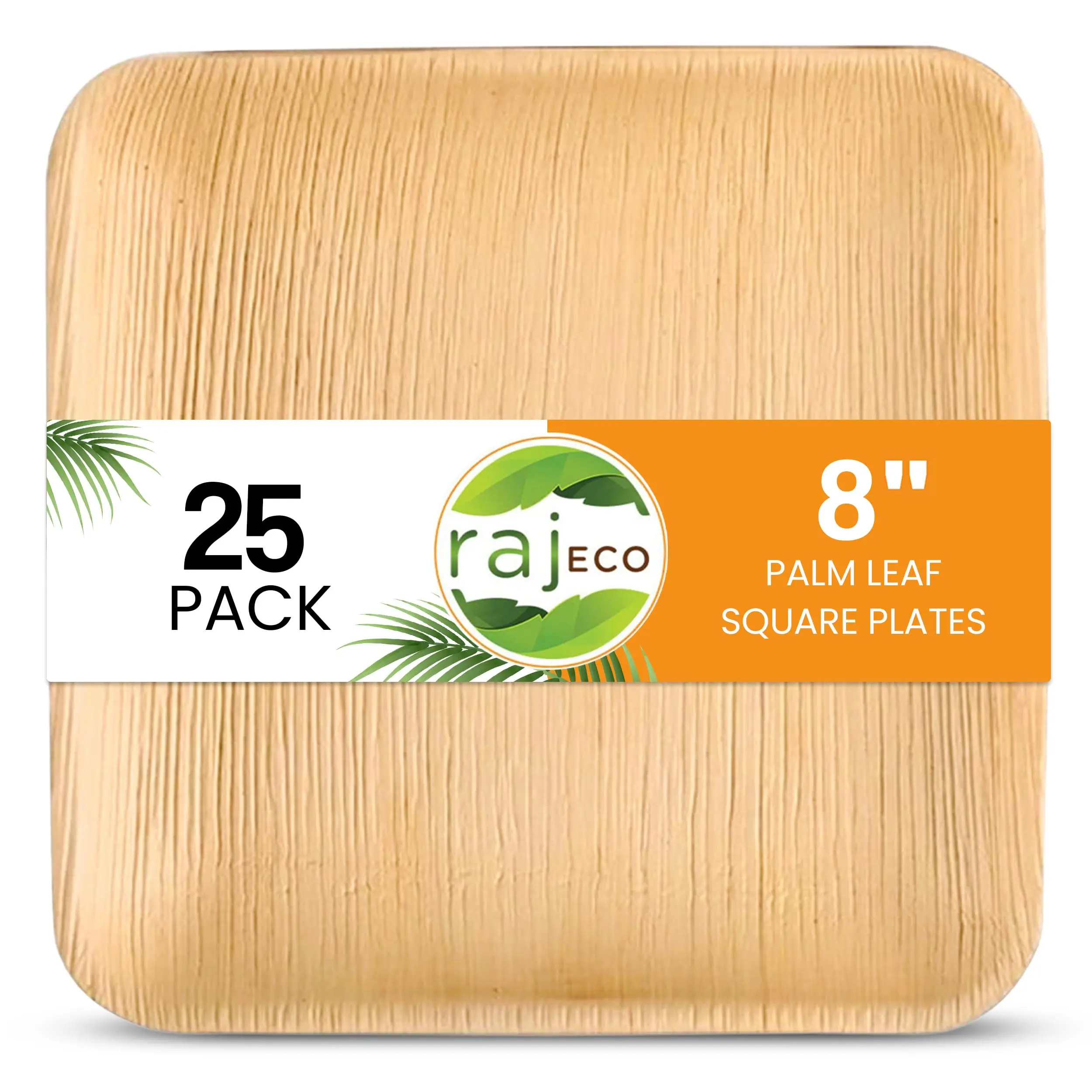 Palm Leaf 8 inch Square Plates