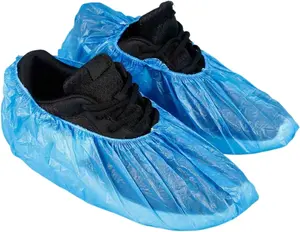 Shoe Covers 200 Pack  Disposable Non Slip Premium Waterproof and Recyclable Shoe Booties Covers for Indoors Fits Up To 11 US Men and 13 US Women Size 100 Pairs Elastic Caps Plastic Shoe