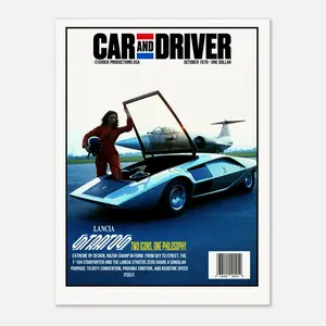 Stratos Zero x Starfighter poster, Modern Graphic Design of Iconic Automobiles