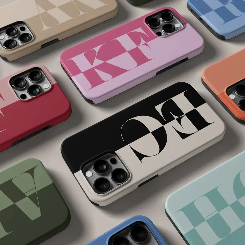 Customized Initials Silicone Shockproof Cellphone Case - Personalized Protection Cover for iPhone 17,16,15,14,13,12,11 Pro Max Plus, Galaxy S23,S22,S20 Ultra Mobile Phone Accessories