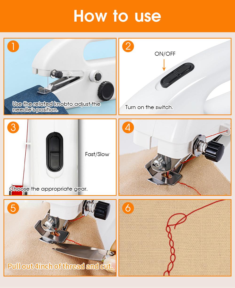 Handheld Electric Sewing Machine, Portable Quick Stitch Hand Sew Tool, Mini Sewing Machine for Emergency Clothing Repair, Travel Home Sew Accessories