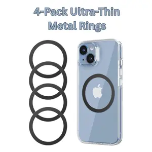 4-Pack Ultra-Thin Metal Rings – 0.4mm Magnetic Stickers for iPhone 12-16, Galaxy S24/S23/S22, Wallets, Grips & Car Mounts