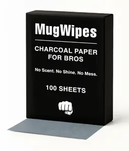 MugWipes Charcoal Face Wipes | Oil Control | 2-3 Month Supply | Pocket-sized | Matte in 3 seconds Gentle No Mess