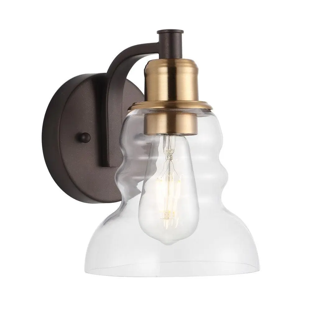JONATHAN Y Manhattan Farmhouse Vintage Metal-Glass Industrial Rustic LED Vanity Wall Sconce, Decorative Wall Light for Home Decor, Living Room (Bedroom Compatible)