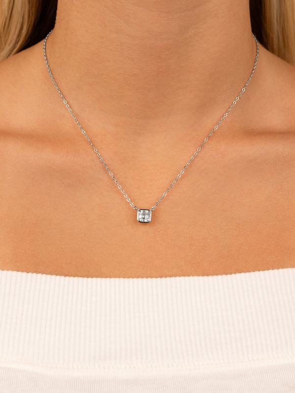 Sterling Silver Asscher Bezel Set Pendant