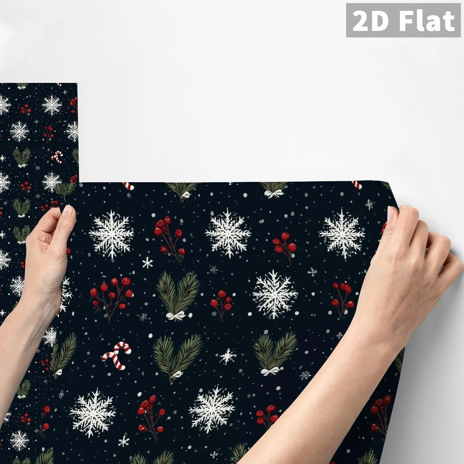 1PC QT Christmas Snowflake & Red Berry Wall Sticker, Frosted PVC Peel & Stick Backsplash, Waterproof Oil-Proof Removable DIY Wall Decal