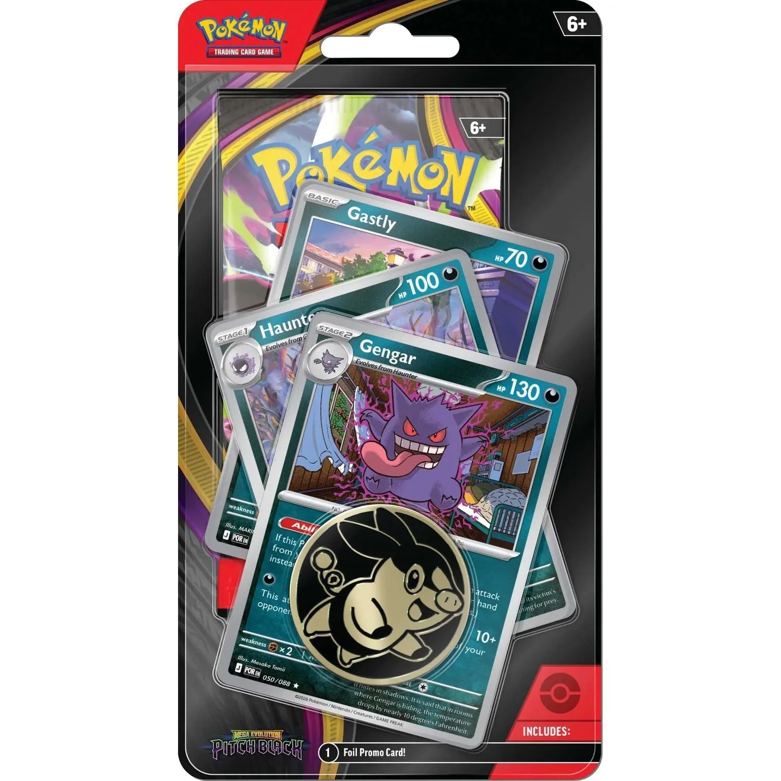 Pokémon TCG: Mega Evolution—Pitch Black Premium Checklane Blister [Gastly, Haunter & Gengar]