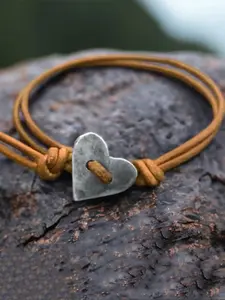 Elegant Vintage Heart-Shaped Rope Copper Bracelet, Bohemian Bracelets, Silver Color Women's Gift Jewelry, Classic Ethnic Style Accessory