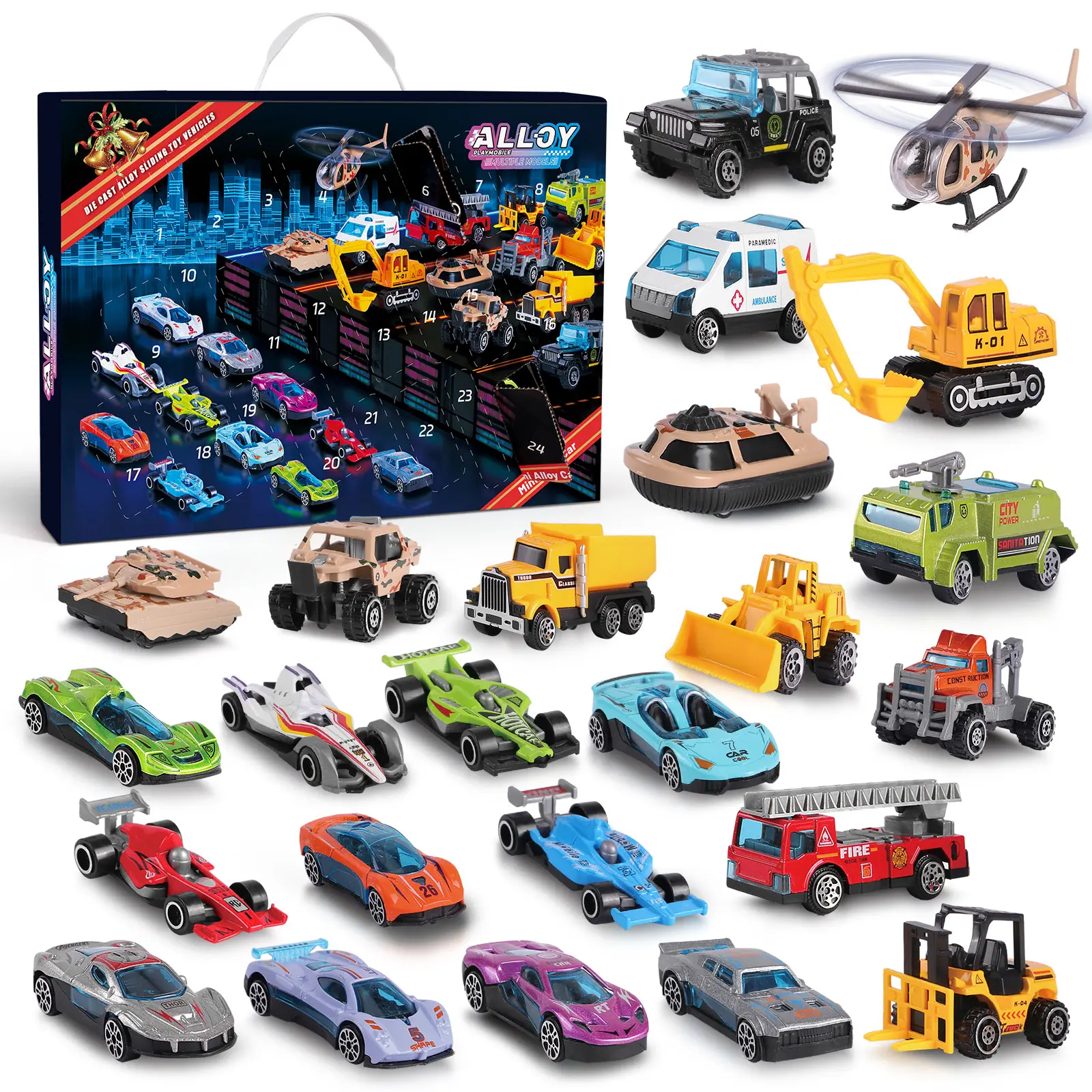 Advent Calendar 2025 Boys 24 Pack Play Vehicles for Kids Christmas Countdown Calendar Ideal Gift for 3 4 5-7 8-12 Boys and Girls  Mini Alloy Car Calendar Safe Durable High-Quality Christmas Gift