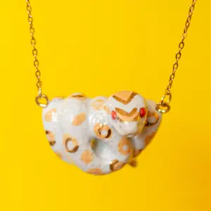 Gold Albino Python Snake  Necklace