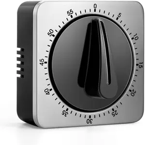 Chef Cooking Timer Clock with Loud Alarm 100% Mechanical Desk Timer No Batteries Required Magnetic Backing Exquisite Stainless Steel Body Countdown Reminder Magnetic Kitchen Metal