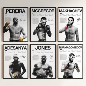 UFC Fighter Poster Set, MMA Legends Wall Art Aesthetic Print, Jon Jones McGregor Khabib Adesanya Pereira Decor, Gift for Fight Fans, Cuadro UFC No Framed